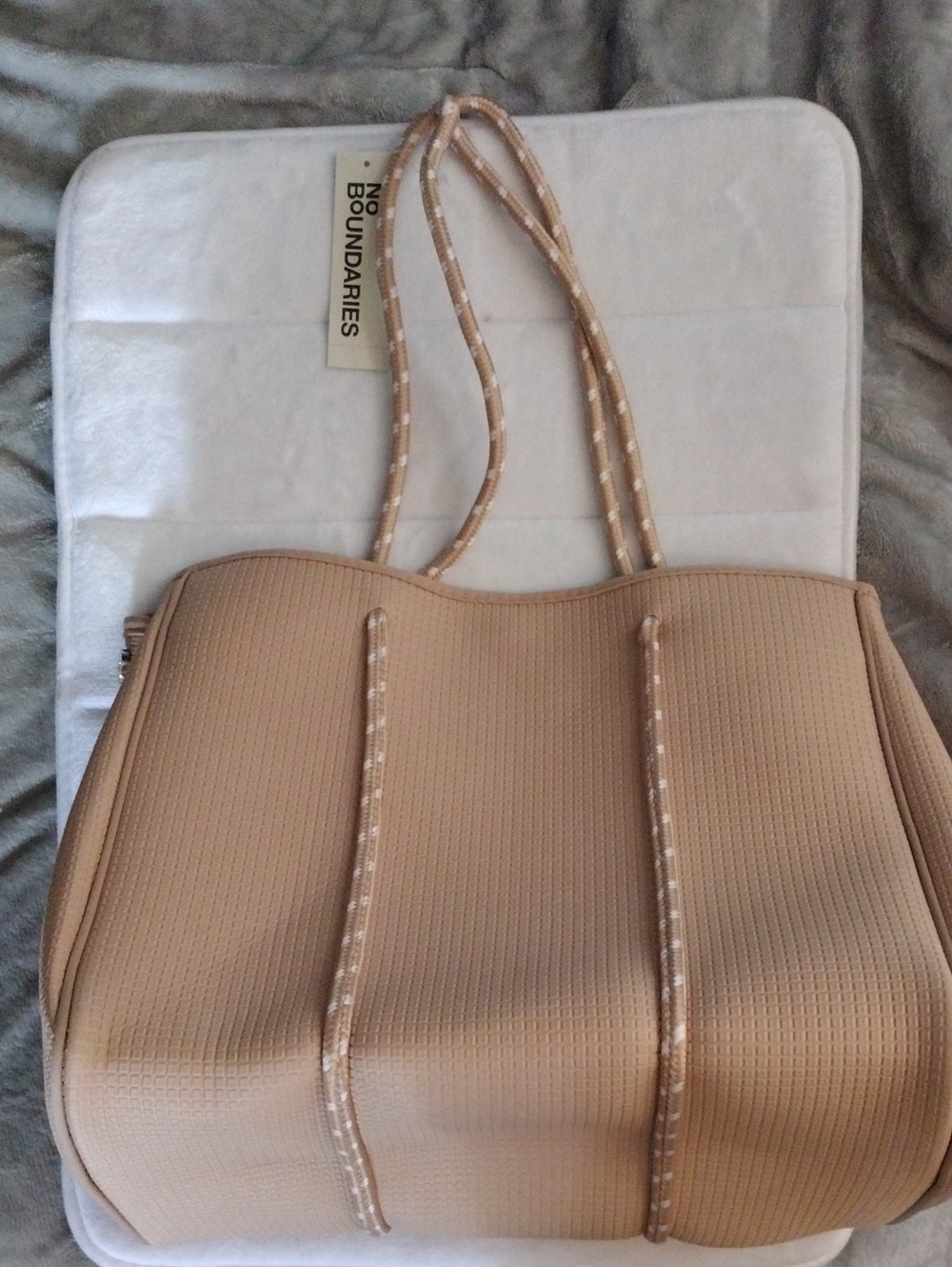 No Boundaries Beige Tote Bag with Rope Handles